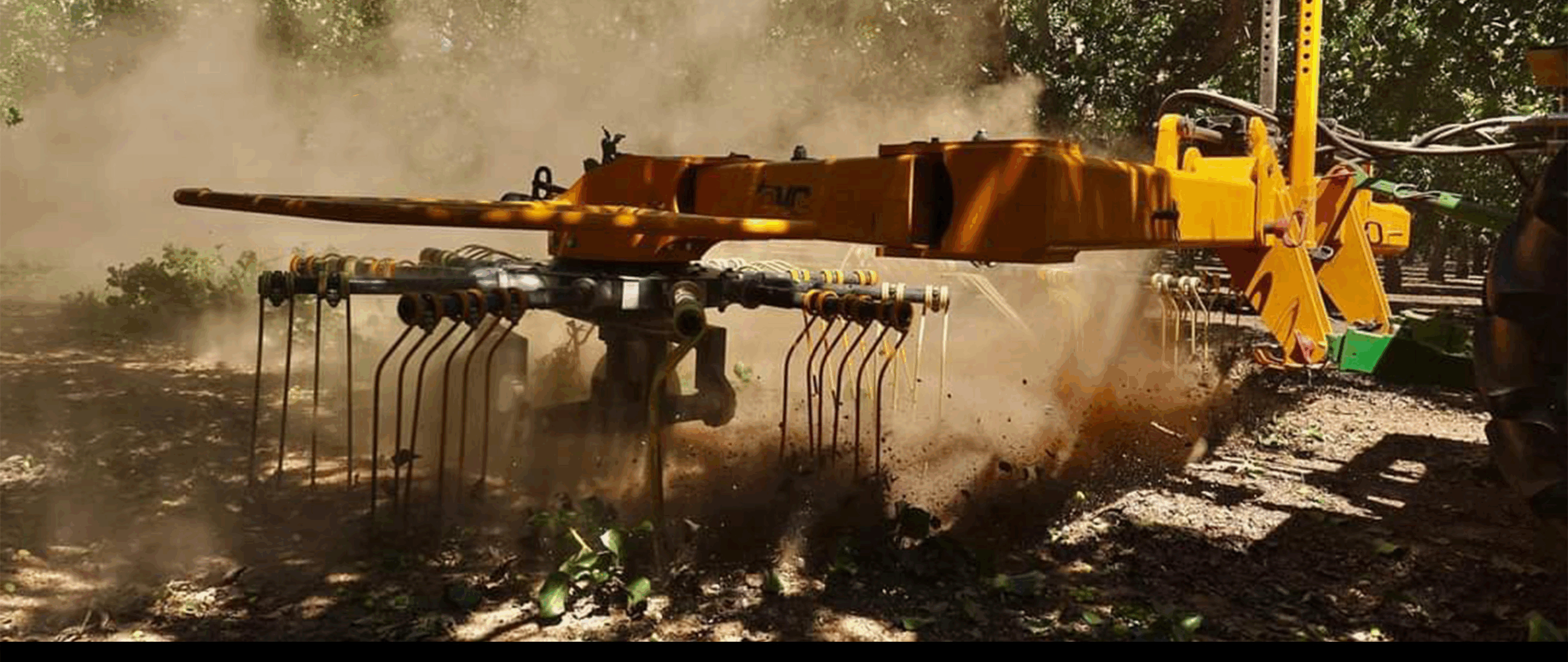 Brush Hog rake at work in a California Orchard